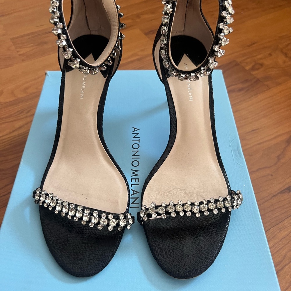 Antonio Melani Black Heels with Silver Embellishments